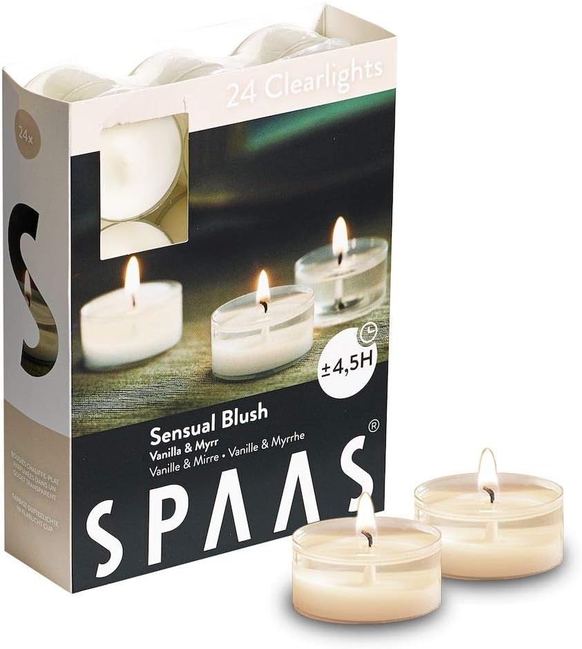 Morning Breeze Scented Tealights - Spaas 24 Clear Cup Candles, 4.5 Hour Burn Time