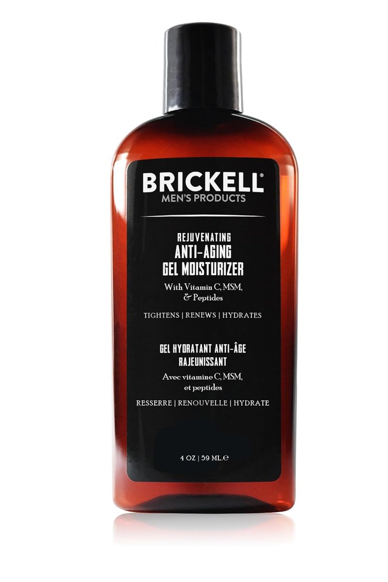 Brickell Men's Anti-Aging Gel Moisturizer - Fast Absorbing, Reduces Fine Lines & Wrinkles | 4oz, Scented