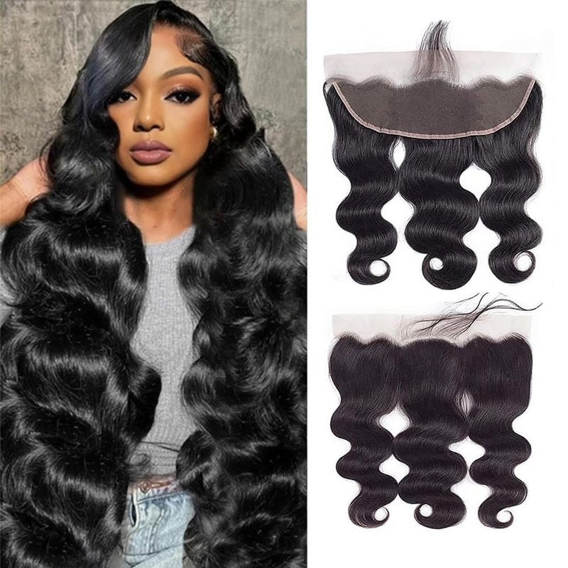 Lemoda 13x4 HD Transparent Lace Frontal - Body Wave Brazilian Virgin Human Hair | Natural Black 18 Inch