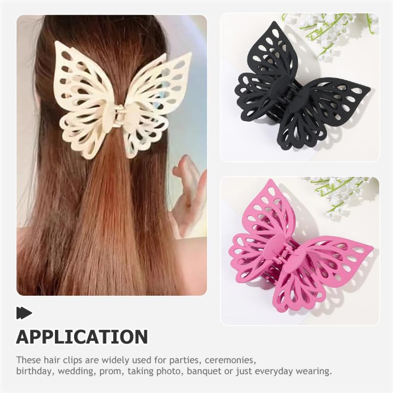 KALLORY Large Butterfly Hair Clips - 3 Stylish Jaw Clips for Thick & Fine Hair | Perfect for Everyday & Special Occasions