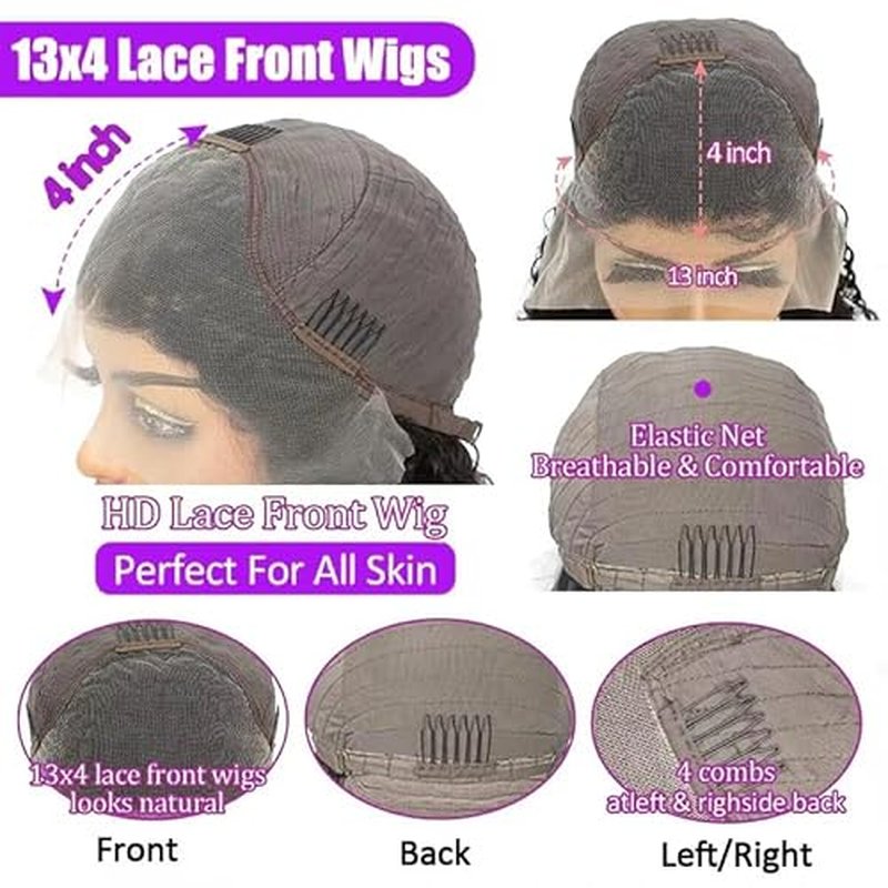Bob Wig Human Hair 180% Density 13x4 HD Transparent Lace Front Wigs Human Hair Pre Plucked Short Bob Glueless Straight Wigs Human Hair for Women Natural Black 12 Inch