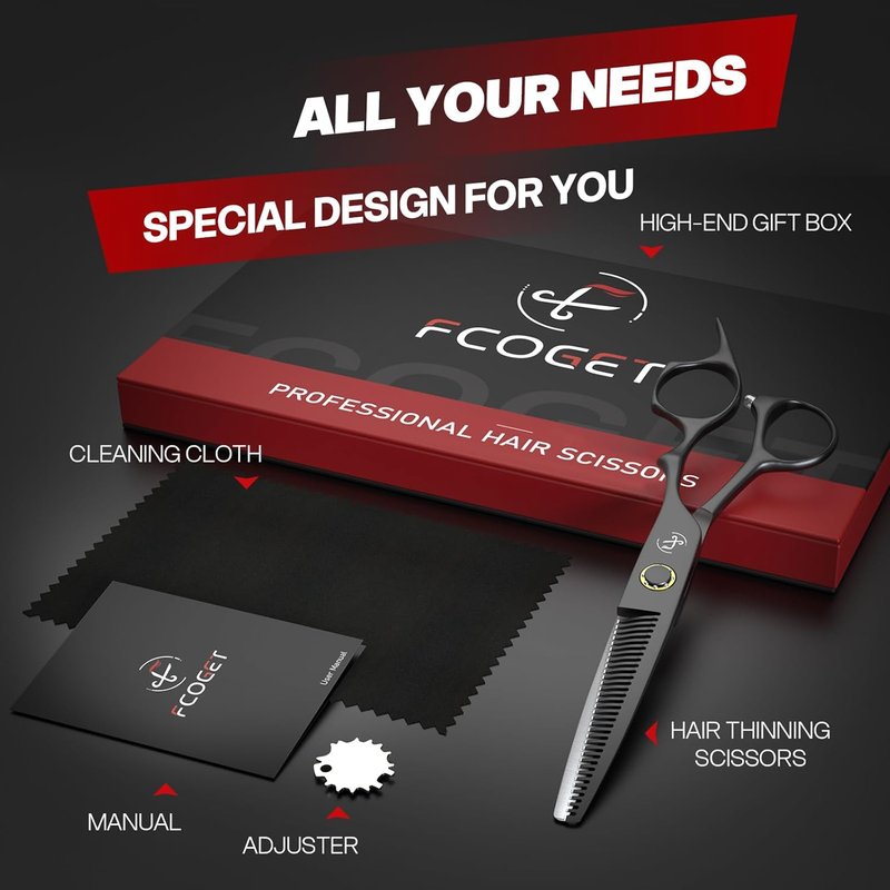 Professional Thinning Shears - Japanese 440C Stainless Steel Hair Cutting Scissors | 6.8 Inch Right-Handed Design for Salon & Home Use
