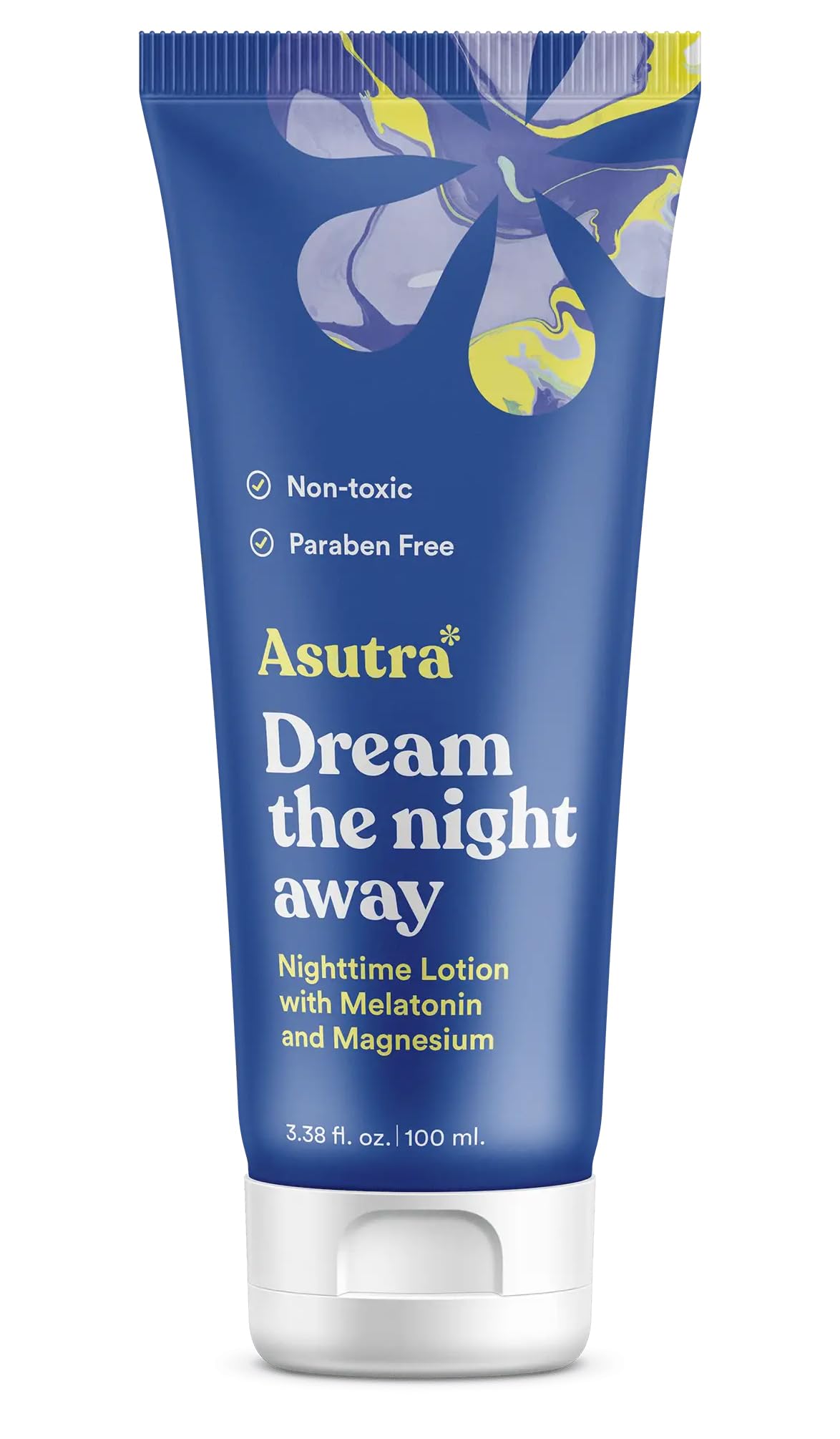 ASUTRA Dream the Night Away | Magnesium Lotion for Sleep, 100mL | With Melatonin for Sleep and Moisturizing Shea Butter, Nighttime Magnesium Cream w/Lemongrass Scent