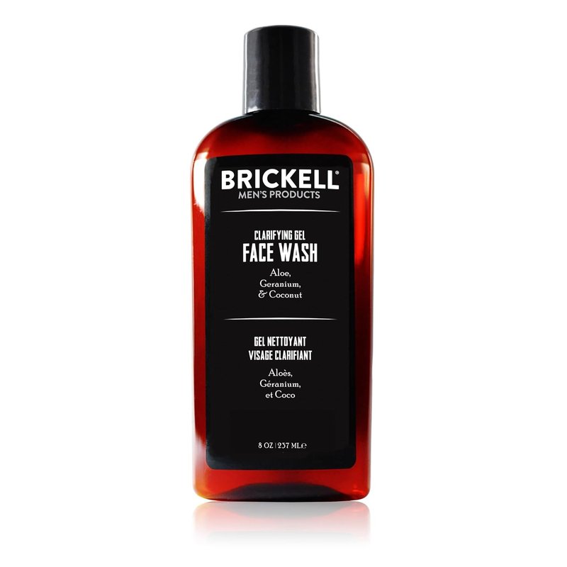 Brickell Men's Clarifying Gel Face Wash - Foaming Daily Cleanser with Aloe & Coconut | 8 Ounce