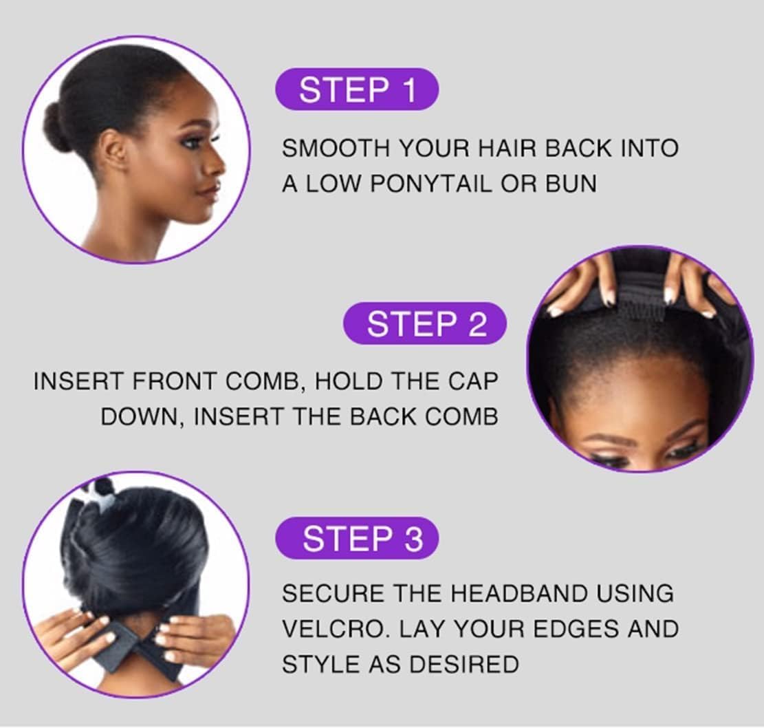 Emistar Curly Headband Wigs for Black Women Wet and Wavy Afro Headband Wig Water Wave Blend Human Hair & Synthetic Hair Ready to Go Glueless Half Wigs 180% Density (#1B, 22 Inch)