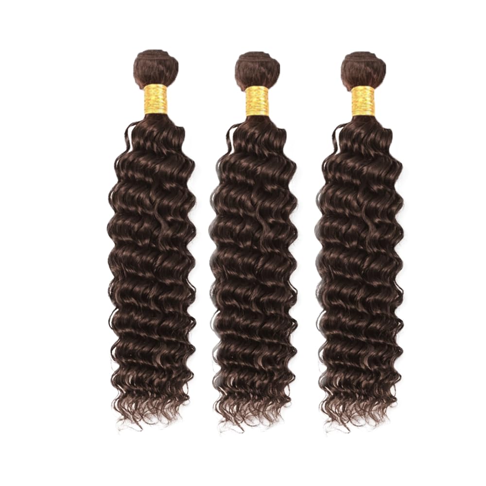 #4 Bundles Dark Brown Deep Wave Bundles 18 20 22 inch Brazilian Unprocessed Virgin Brown Deep Wave Bundle