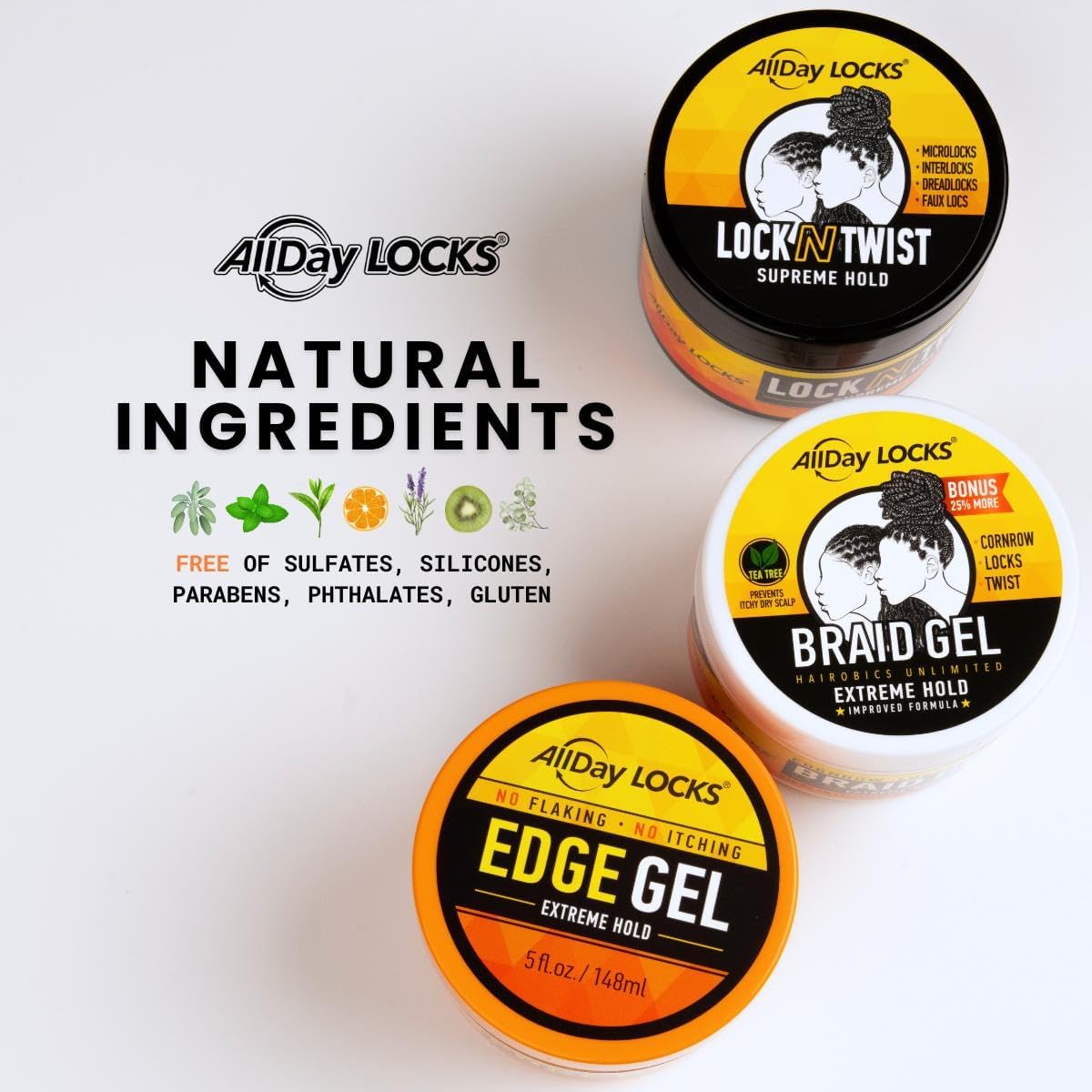 AllDay Locks Braid Gel 5oz, 2-pack