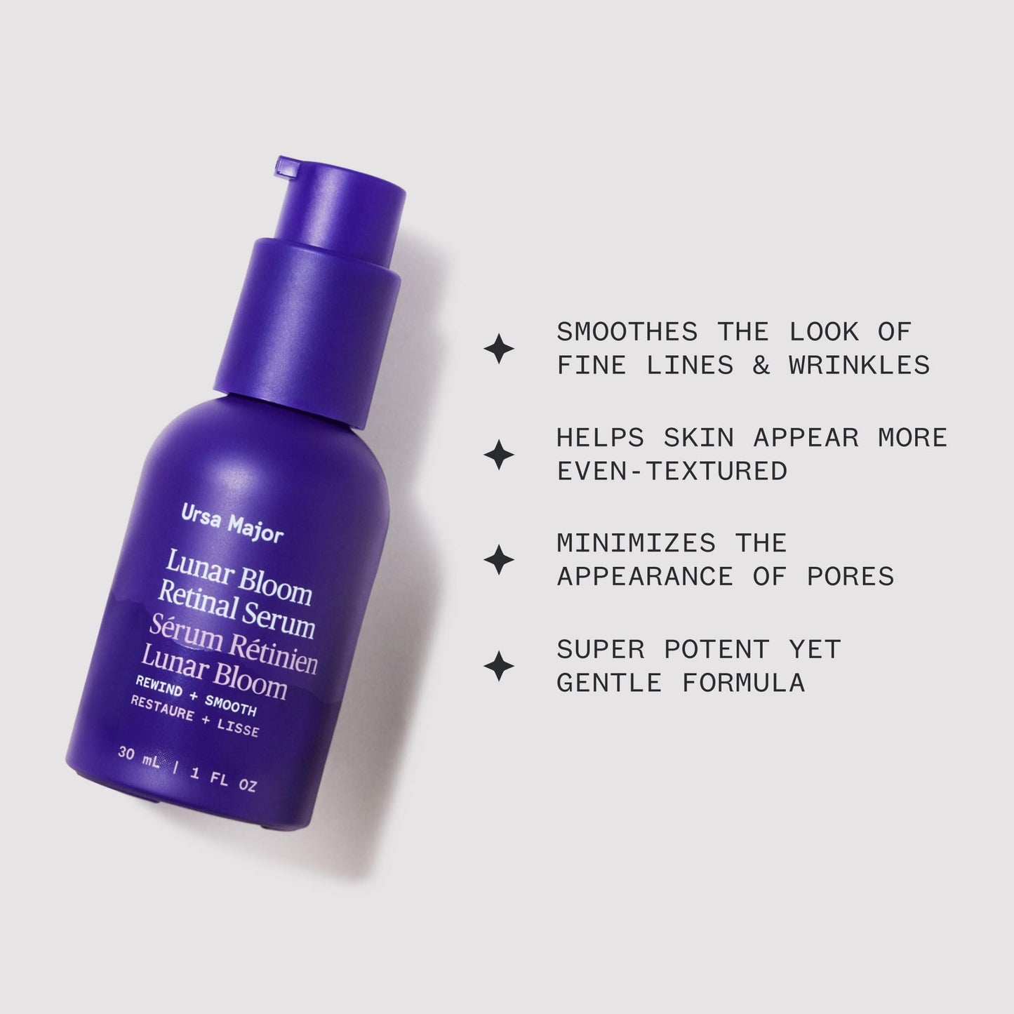 Ursa Major Lunar Bloom Retinal Serum | Potent & Gentle Facial Moisturizer | Smooth Fine Lines & Wrinkles | Vegan & Cruelty-Free | For All Skin Types | 1.0 ounce