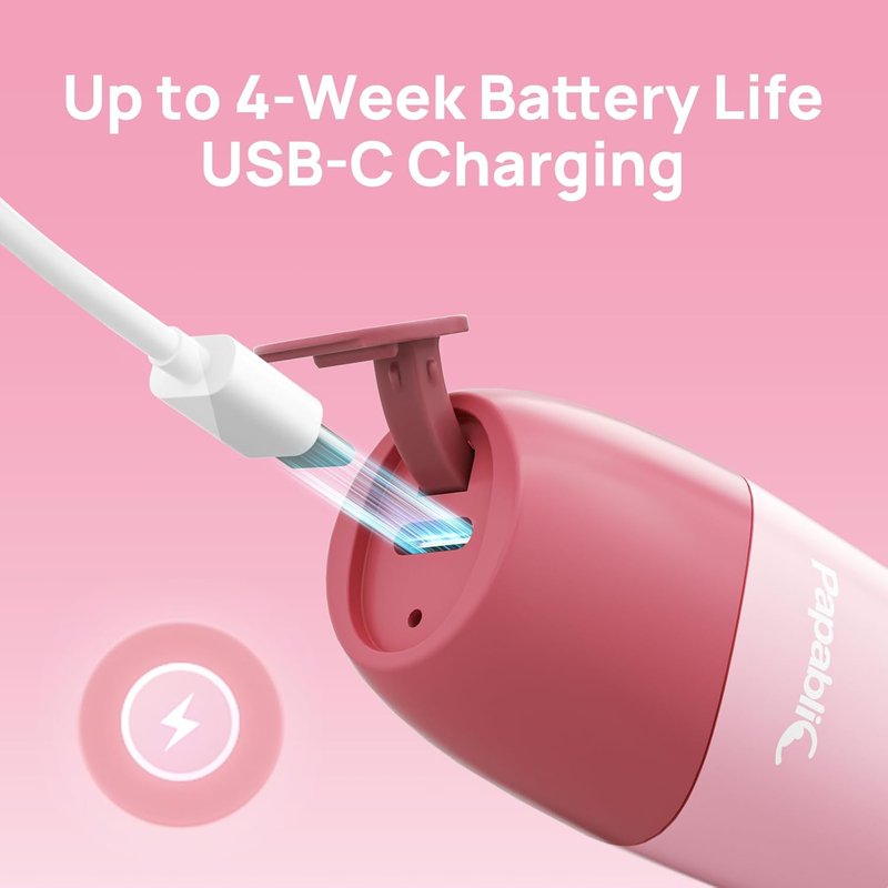 Kids Electric Toothbrush - USB Rechargeable with Smart Timer & LED Light | Pink, Ages 4+