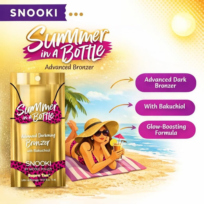 Assorted Snooki Tanning Bed Lotion (10 Packets) + Protective EYE WEAR Random Variety Mix 70X Ultra Dark, 100X Extreme Blackout, Hello Weekend, Summer in a Bottle, Bonita Tan (0.57 oz ea)
