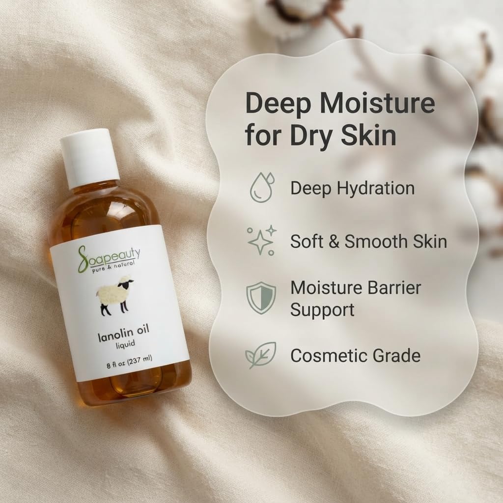Lanolin Oil 100% Natural Moisturizing Carrier Oil Skin Hair 16 fl oz
