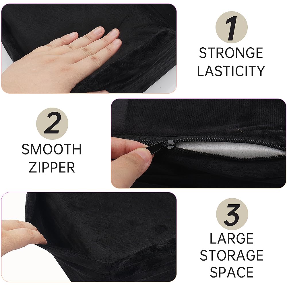 Beauty Salon Eyelash Extension Velvet Lash Pillow Beauty Salon Memory Foam Neck Pillow for Lash Extension Grafting Make Up Side Pockets for Tools(Black,2Pack)