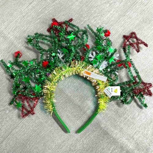 CASDRE Christmas Light up Headband Green Red Snowflake Hair Hoop Xmas Gift Sparkly Hair Accessories for Women and Girls