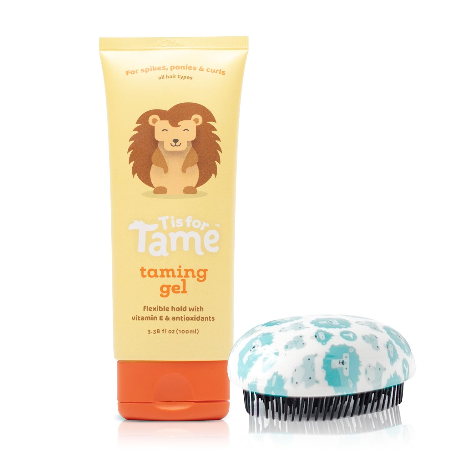T is for Tame - Kids Hair Styling Gel and Detangling Bundle, Natural Hair Gel and Brush Set for Toddlers & Kids, Alcohol-Free, Vegan, 3.38 fl oz