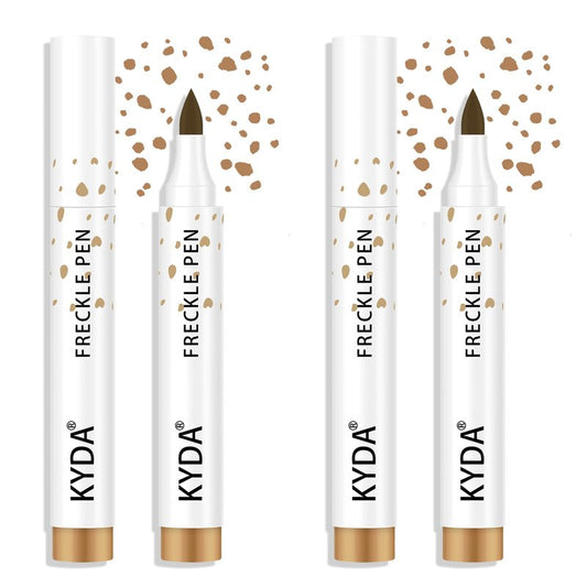 KYDA 2 Pcs Freckle Makeup Pen, Natural Lifelike Freckle Makeup Pen Magic Color, Waterproof Longlasting Soft Dot Sopt, for Natural Effortless Sunkissed Make up-Light Brown