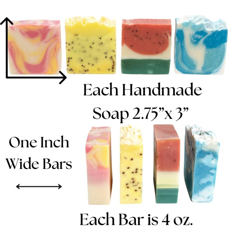 Promised Land Farm Grass-Fed Tallow Soap Bar 4 Pack | Handmade Natural Soap | Cherry Almond, Lemon Poppyseed, Mahogany Teak, Watermelon | Moisturizing Farm Soap For Face & Body | Cold Process
