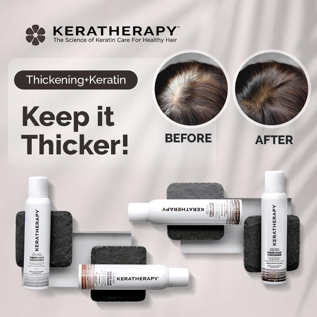 Keratherapy Keratin Infused Perfect Match Fiber Hair Thickener Spray, Light Brown, 4 fl. oz., 140 ml - Volumizing, Thickening, & Concealing Hairspray for Scalp Coverage, Roots & Thinning Areas
