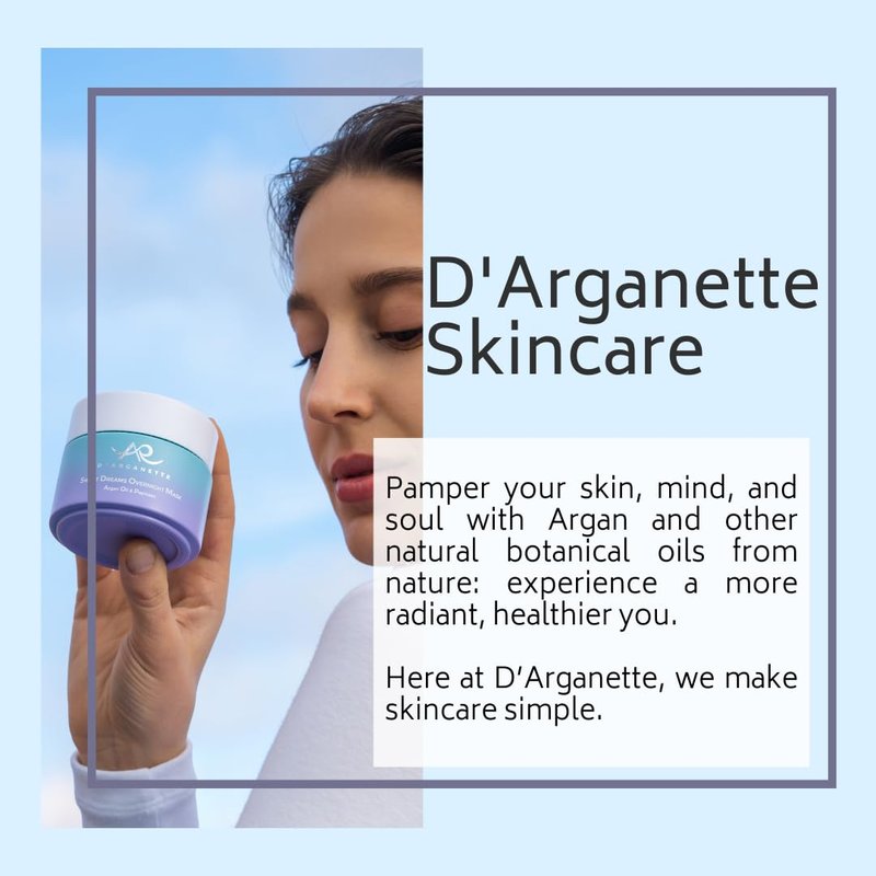 D'Arganette Sweet Dreams Sleeping Mask - Antioxidant-Rich Argan Oil & Peptides | Hydrating Face Moisturizer for Dry Skin - 3.4 oz