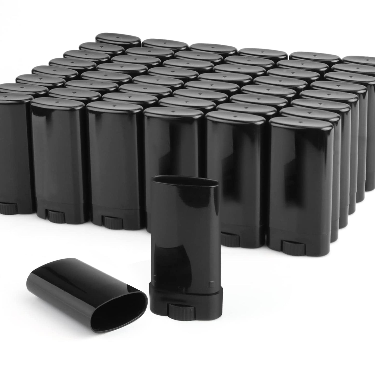 50 Pack 0.5 oz/15ml Black Sample Deodorant Container,Empty Oval Twist-Up Plastic Tubes Containers for Chapstick,Large Lip Balm,Lotion Bar Sticks,Perfume Solid Lotion,Homemade Salve,Pocket Deodarant