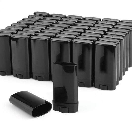 50 Pack 0.5 oz/15ml Black Sample Deodorant Container,Empty Oval Twist-Up Plastic Tubes Containers for Chapstick,Large Lip Balm,Lotion Bar Sticks,Perfume Solid Lotion,Homemade Salve,Pocket Deodarant