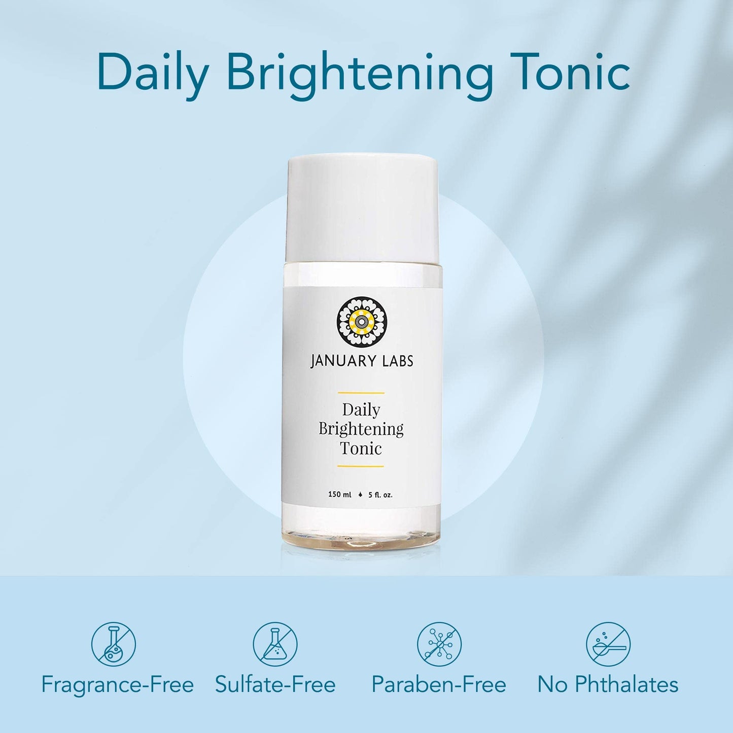 January Labs - Daily Brightening Tonic, Moisturizing Facial Tonic, Face Toner with Witch Hazel Extract, Hydrating and Detoxifying Toner for Face, 150mL