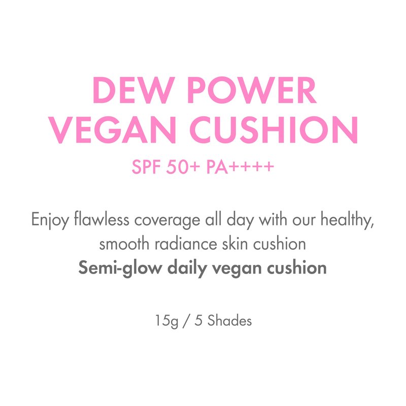 AMUSE SEOUL Dew Power Vegan Cushion Foundation (01 PURE) - Semi Glow, Full Coverage, Dewy Finish, Long Lasting, Lightweight, Smooth Radiant Skin, Vegan, Korean Beauty Makeup