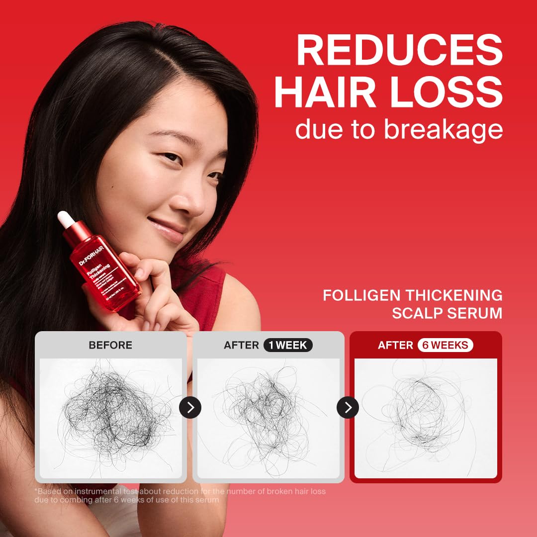 Dr.FORHAIR Folligen Thickening Scalp Serum 1.7 oz | Biotin Density Serum for Thicker, Fuller-Looking Hair | Peptide Scalp Treatment | Korean Haircare