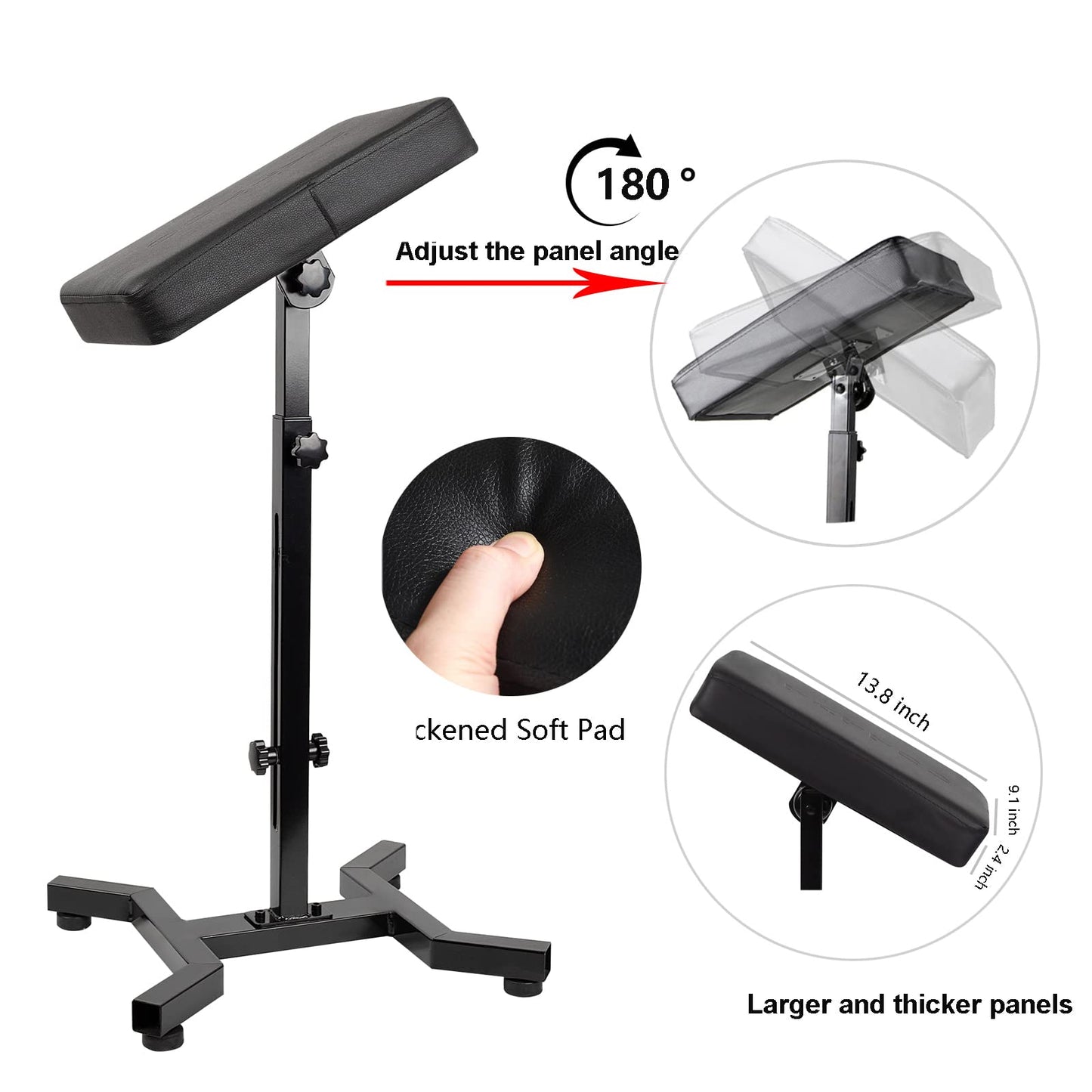 HUOXOU Tattoo Arm Rest, Tattoo Arm Rest Stand, Arm Rest Tattoo, Tattoo Armrest, Four-corner base Stability Strongly, Adjustable Height, Thicken Soft Sponge Pad, Foldable Arm Rest Tattoo for Artist