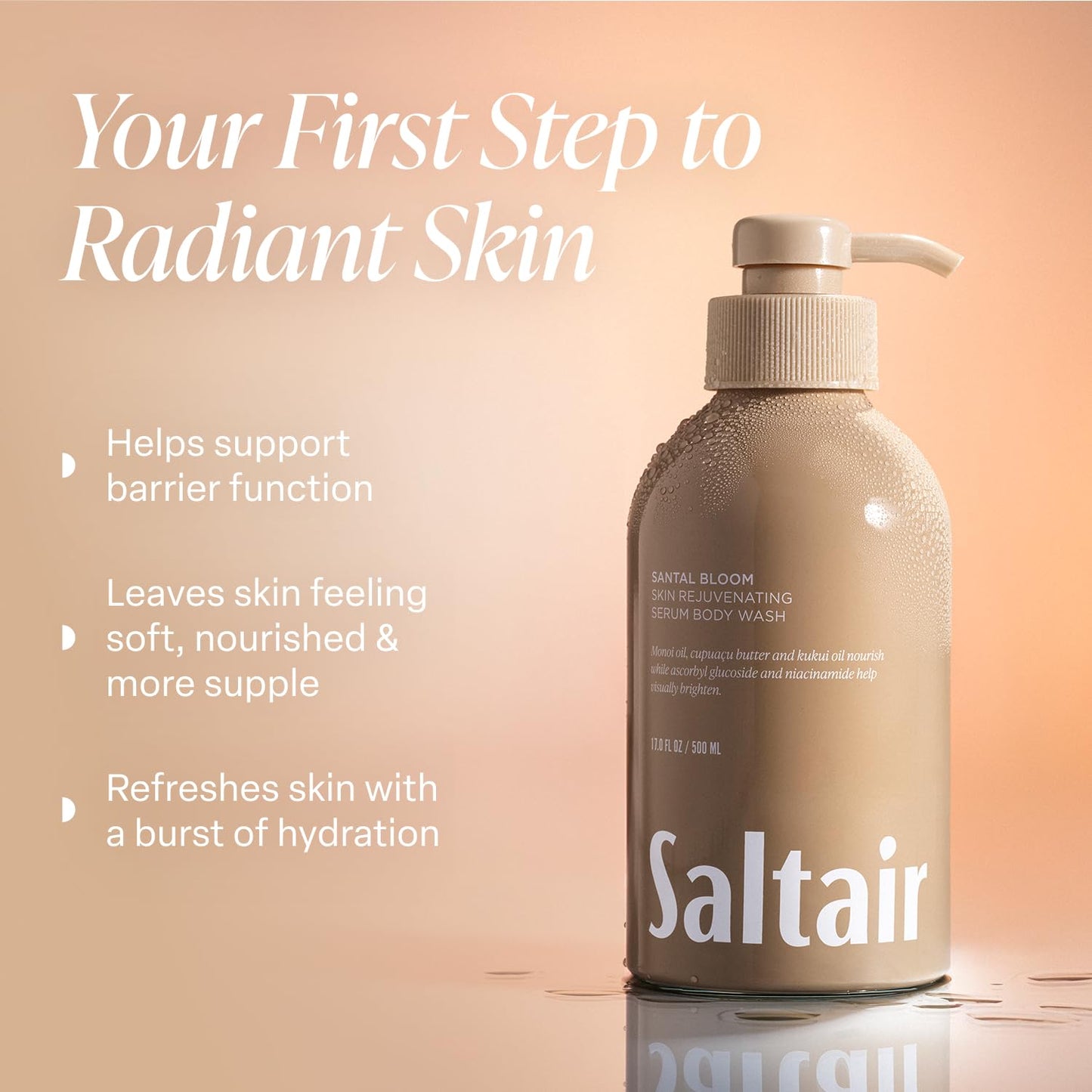 Saltair Body Wash Variety Pack – Santal Vanilla: Santal Bloom & Pink Beach – Moisturizing Body Wash – Scented Shower Gel for Women and Men – 2x 17oz – Paraben & Cruelty-Free