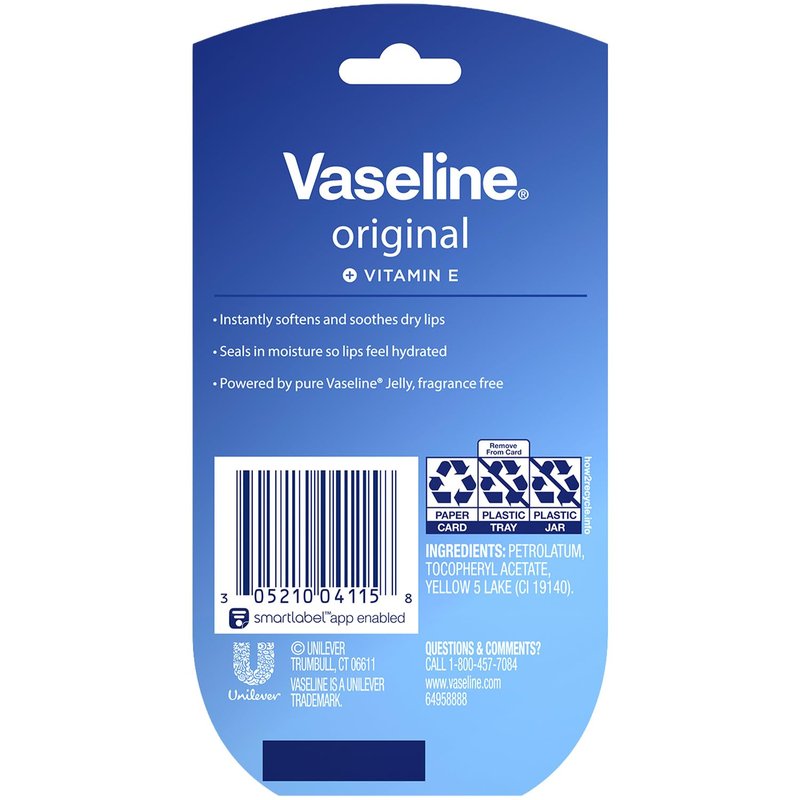 Vaseline Lip Therapy Original Mini Counter Display 2-Packs (12 Jars) – Bulk Lip Balm, Moisturizer for Soft, Smooth & Glossy Lips, 0.25 Oz Ea