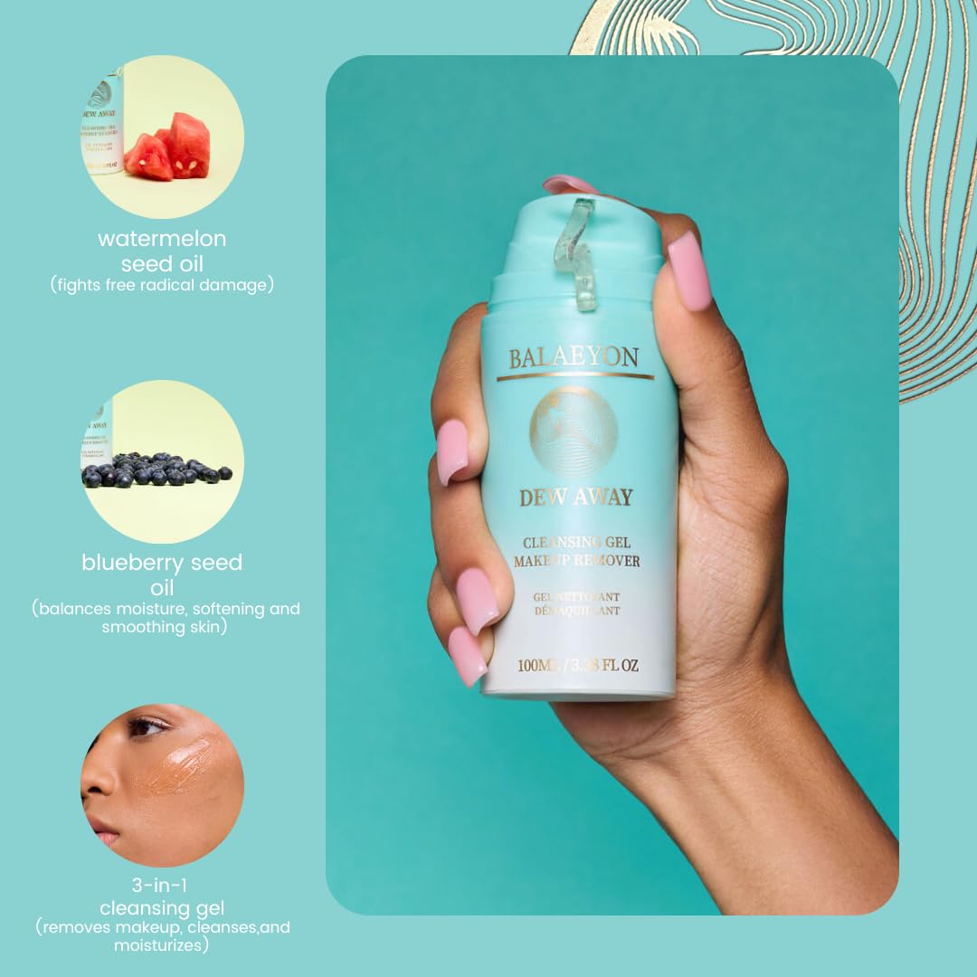 Cleansing Gel Makeup Remover - 3-In-1 Oil-Based Cleanser for Sensitive Skin | 3.38 fl oz