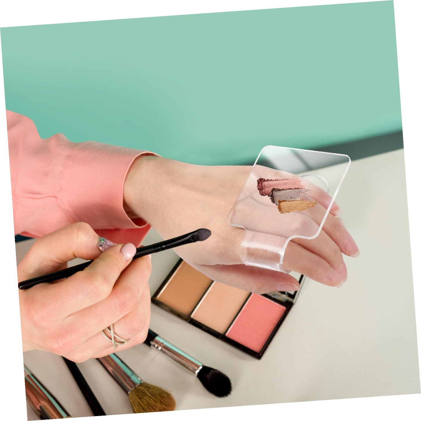 Minkissy 3pcs Makeup Hand Palette Acrylic Nail Art Manicure Palette Makeup Palette Spatula for Home Salon Professional