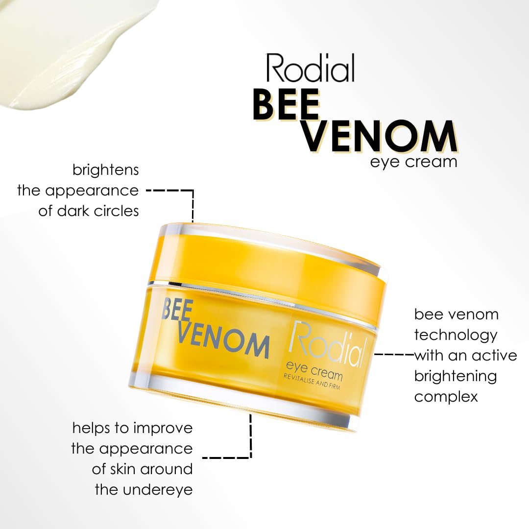 Rodial Bee Venom Eye Cream 0.8 fl oz – Anti-Aging Eye Cream for Wrinkles, Dark Circles & Firming, with Bee Venom, Vitamin C & Hyaluronic Acid for Smoother, Brighter Eyes