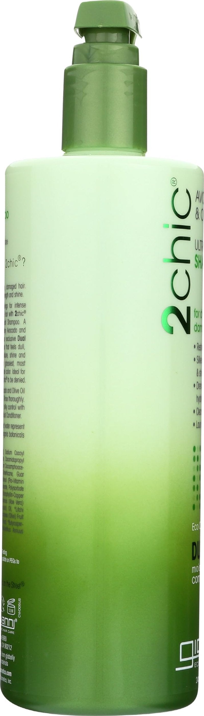 GIOVANNI 2chic Ultra-Moist Shampoo - Avocado & Olive Oil, Creamy Hydration Formula, Enriched with Aloe Vera, Shea Butter, Botanical Extracts, No Parabens, Color Safe - 24 oz