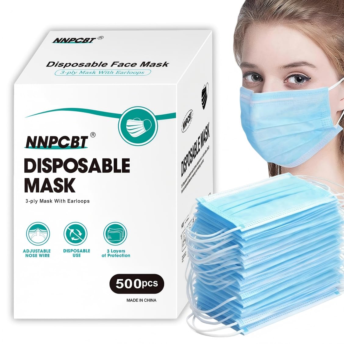 500 Pcs Blue Disposable Face Masks, 3 Ply Face Masks Disposable for Adults, Disposable Blue Mask