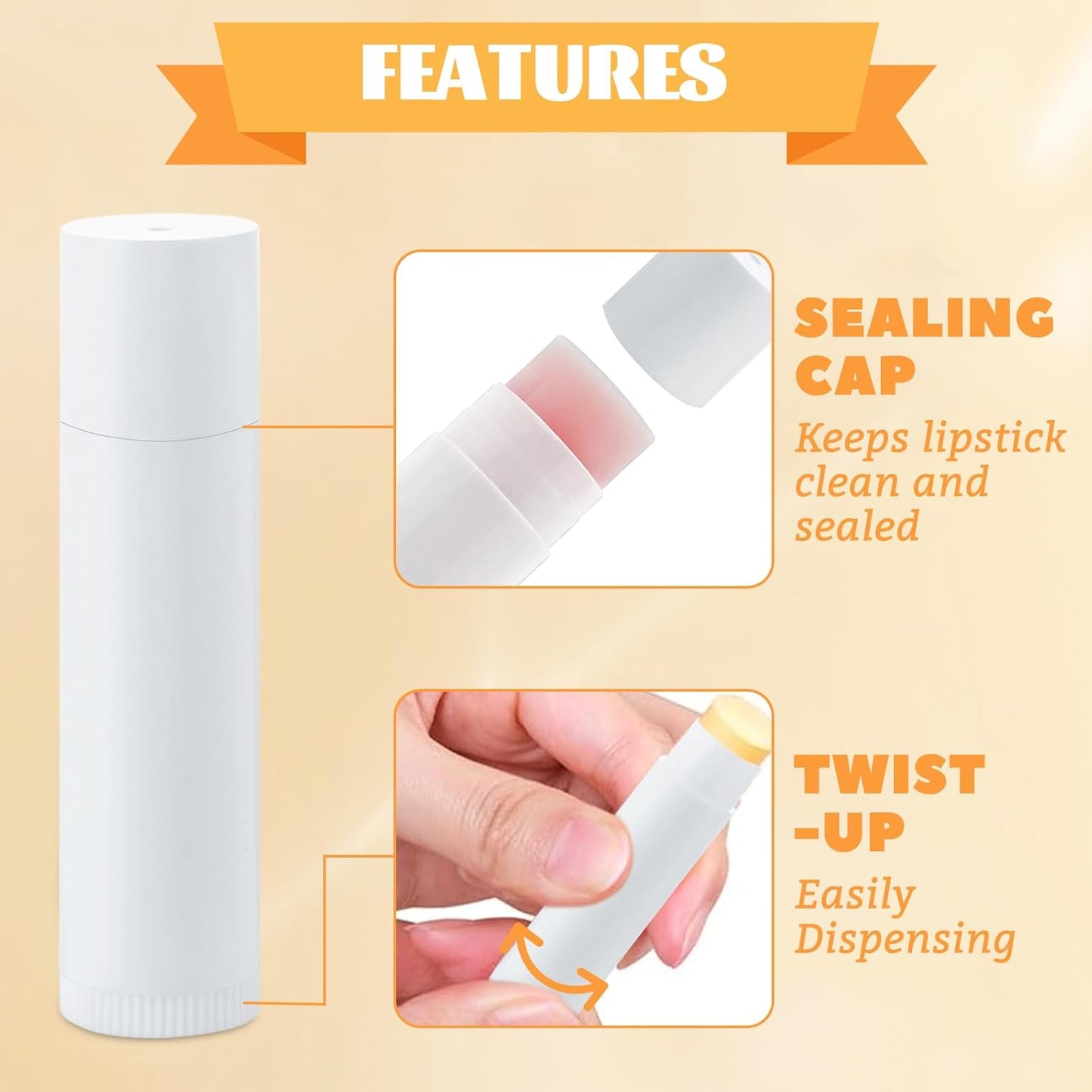 ABuff Lip Balm Tubes - 200 Pcs 5g Empty Plastic Containers for DIY Lipsticks & Solid Perfume | Includes Filling Tray & Spatula