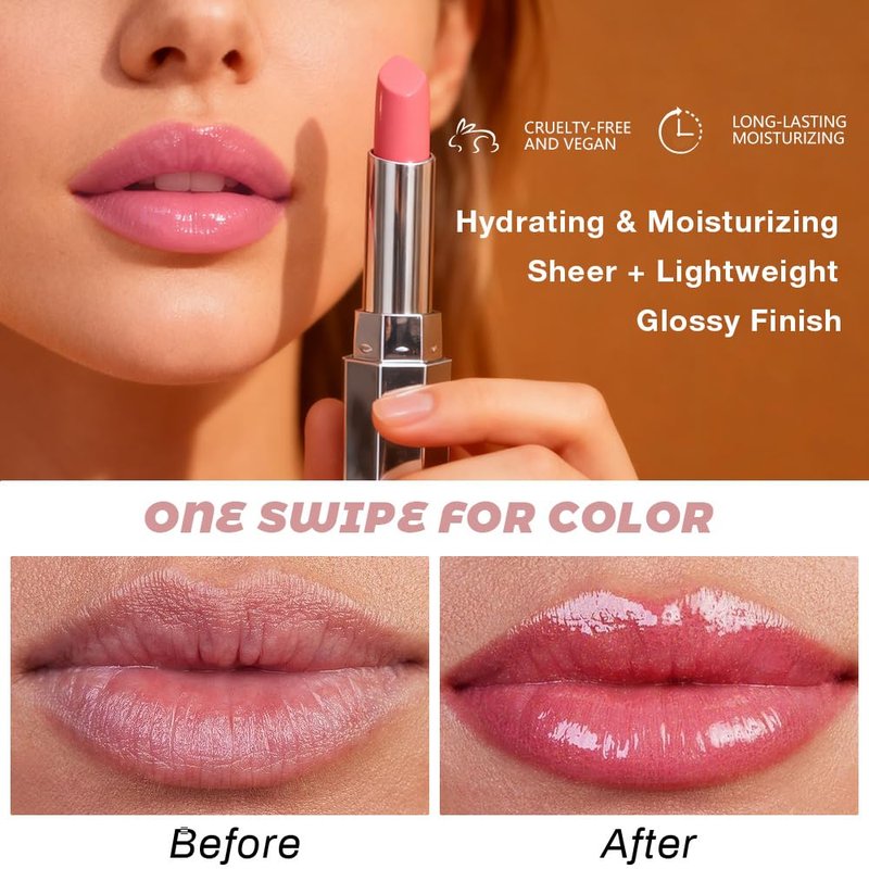 Pink Honey Lipstick - Tinted Lip Balm for Women | Moisturizing Hydrating Lip Gloss Stain in Dusty Pink - 1Pc