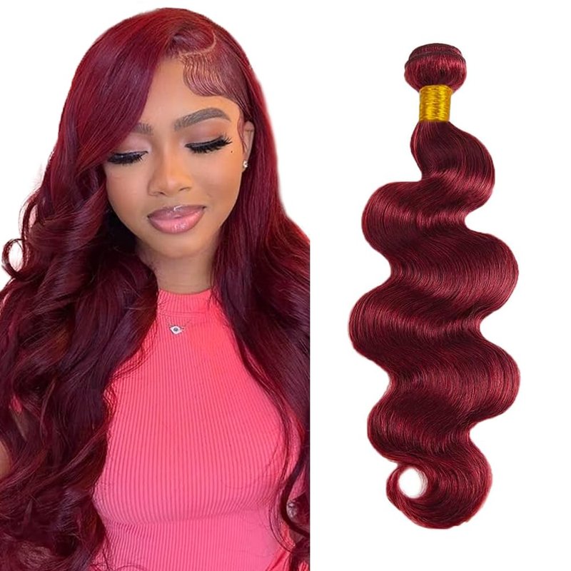 Burgundy Human Hair Bundles - 28 Inch 99J Body Wave Brazilian Remy | Dark Red Color