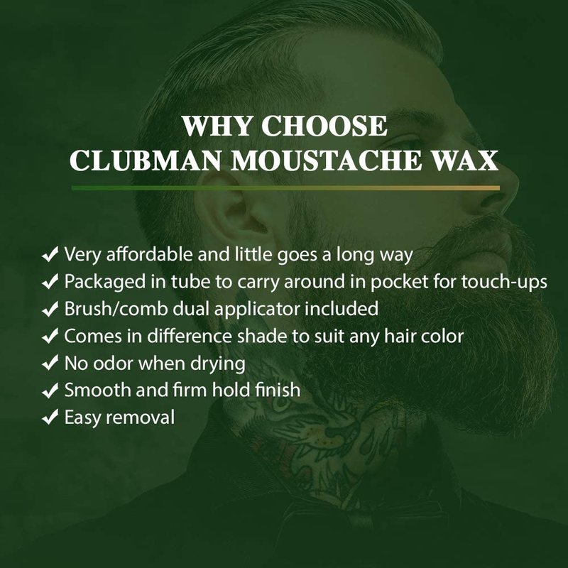 Clubman Moustache Wax - Neutral Styling Formula | 0.50 oz (Pack of 8)