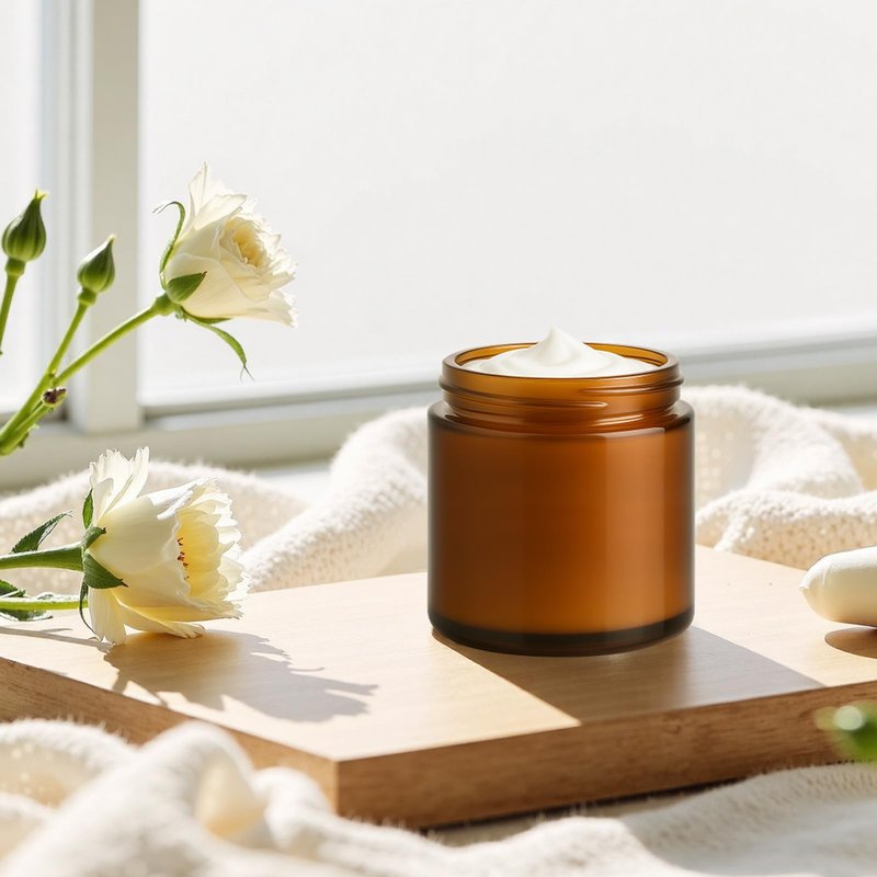 4 oz Small Glass Jars with Lids, Bumobum 36 Pack Amber Glass Lotion Jars with Inner Liners, 120ml Round Refillable Empty Containers with Blank Labels for Cream, Body Scrub, Cosmetic