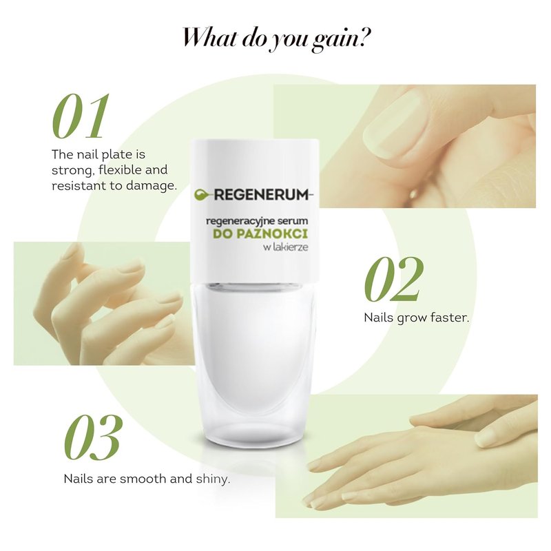 Regenerum Nail Polish Serum - Strengthens & Protects Nails | Vitamin Complex & Algae Oil - 8ml