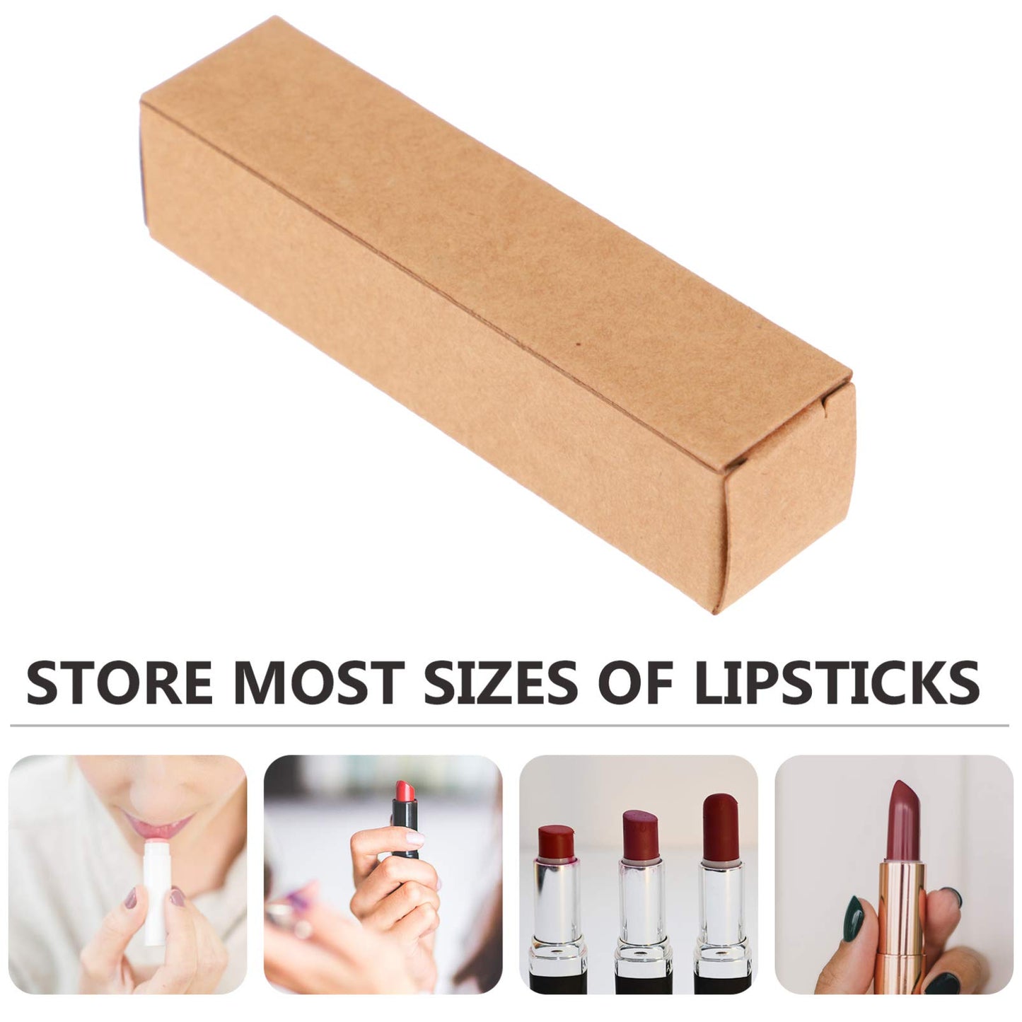EXCEART Kraft Paper Lipstick Packaging Boxes 50 Pieces 3.3 X 0.8 X 0.8 Inch Durable Small Gift Boxes for Lipstick Lip Balm Lip Gloss Storage