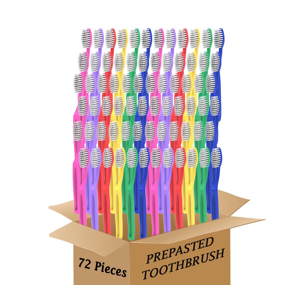 Clypolly Pack of 72 Kids Disposable Prepasted Toothbrush Soft Bristle and Individually Wrap for Toddlers Girls and Boys
