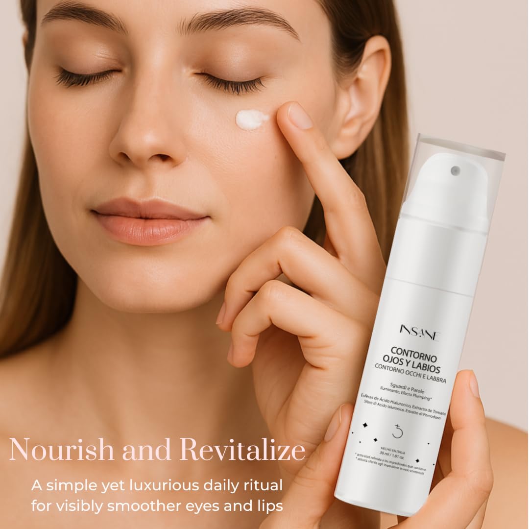 INSANE GLOW Anti-Aging Eye & Lip Contour Cream for Sensitive Skin – Puffy Eyes and Dark Circles with Hyaluronic Acid Spheres & Tamanu Oil – Depuffs, Firms & Smooths Fine Lines – Dermatologist Tested