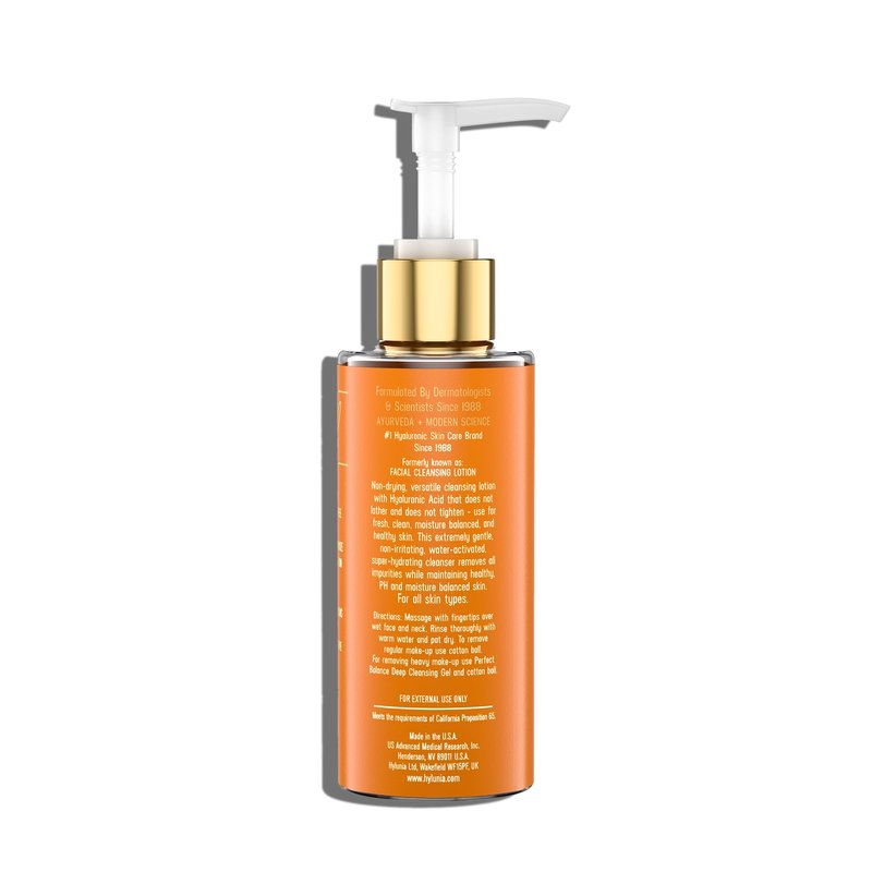 Hylunia Skincare Gentle Cleansing Lotion 5.1 oz with Hyaluronic Acid & Olive Oil Squalene – Hydrating, Non-Drying, pH Balanced Facial Cleanser for Sensitive & Mature Skin, Makeup Remover