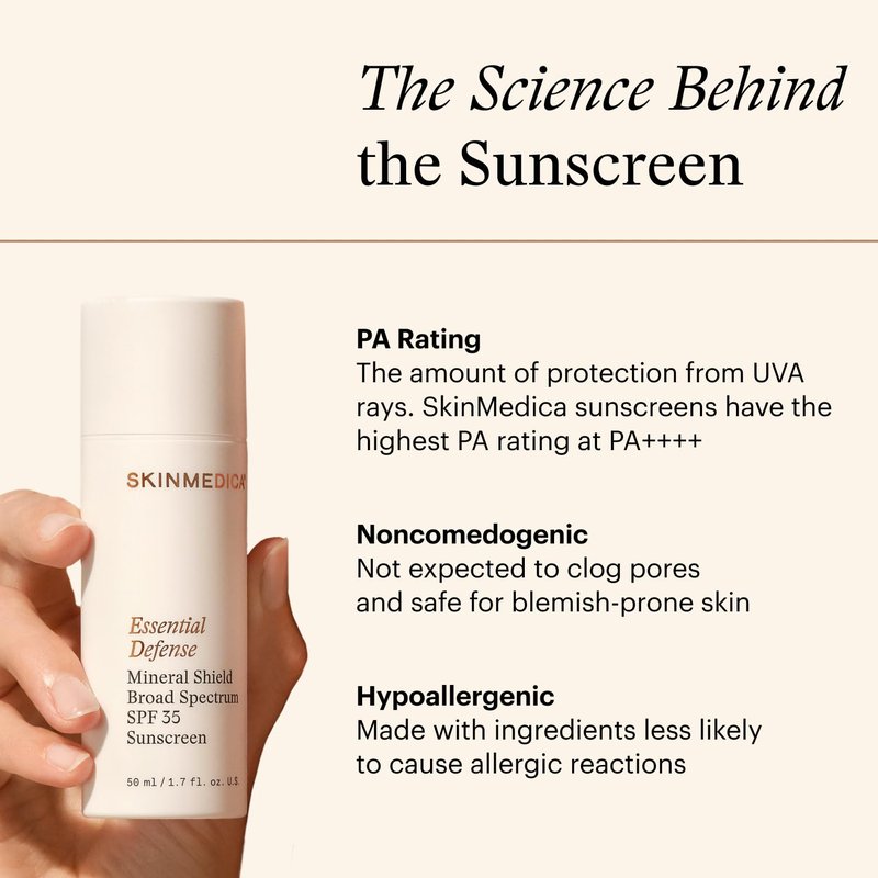 SkinMedica Essential Defense Mineral Shield SPF 35 Face Sunscreen - Sheer Mineral Sunscreen with Lightweight Broad Spectrum UVA/UVB Protection for Sensitive Skin (1.85 Oz)