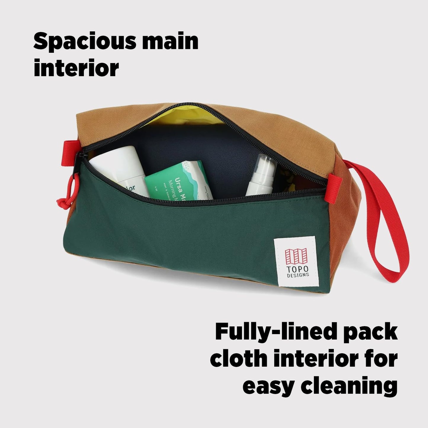 Topo Designs Dopp Kit - Travel Bag for Personal Care Essentials, Self Standing Triangular Shape, Fully Lined for Easy Cleaning, Recycled Nylon (Caribbean)