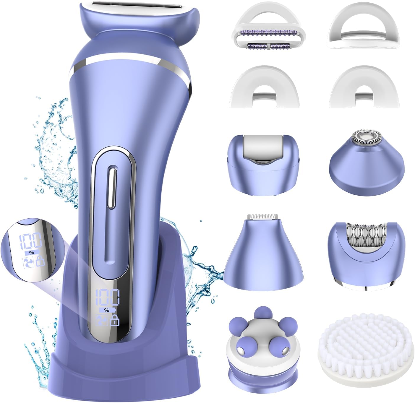 Electric Shavers for Women - 7 in 1 Hair Removal Kit with Epilator, Trimmer & Face Massager | Waterproof, Versatile Grooming Set