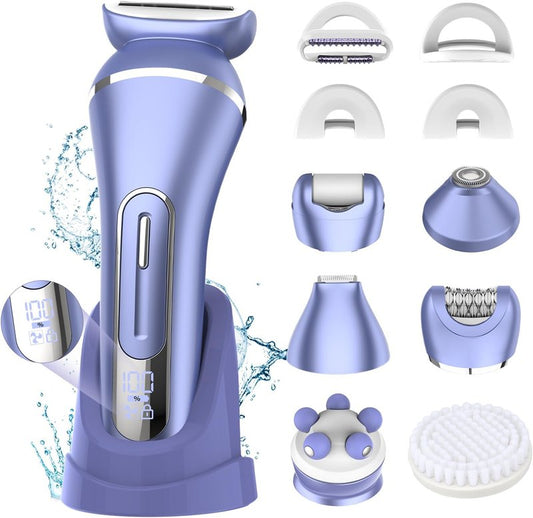 Electric Shavers for Women - 7 in 1 Hair Removal Kit with Epilator, Trimmer & Face Massager | Waterproof, Versatile Grooming Set