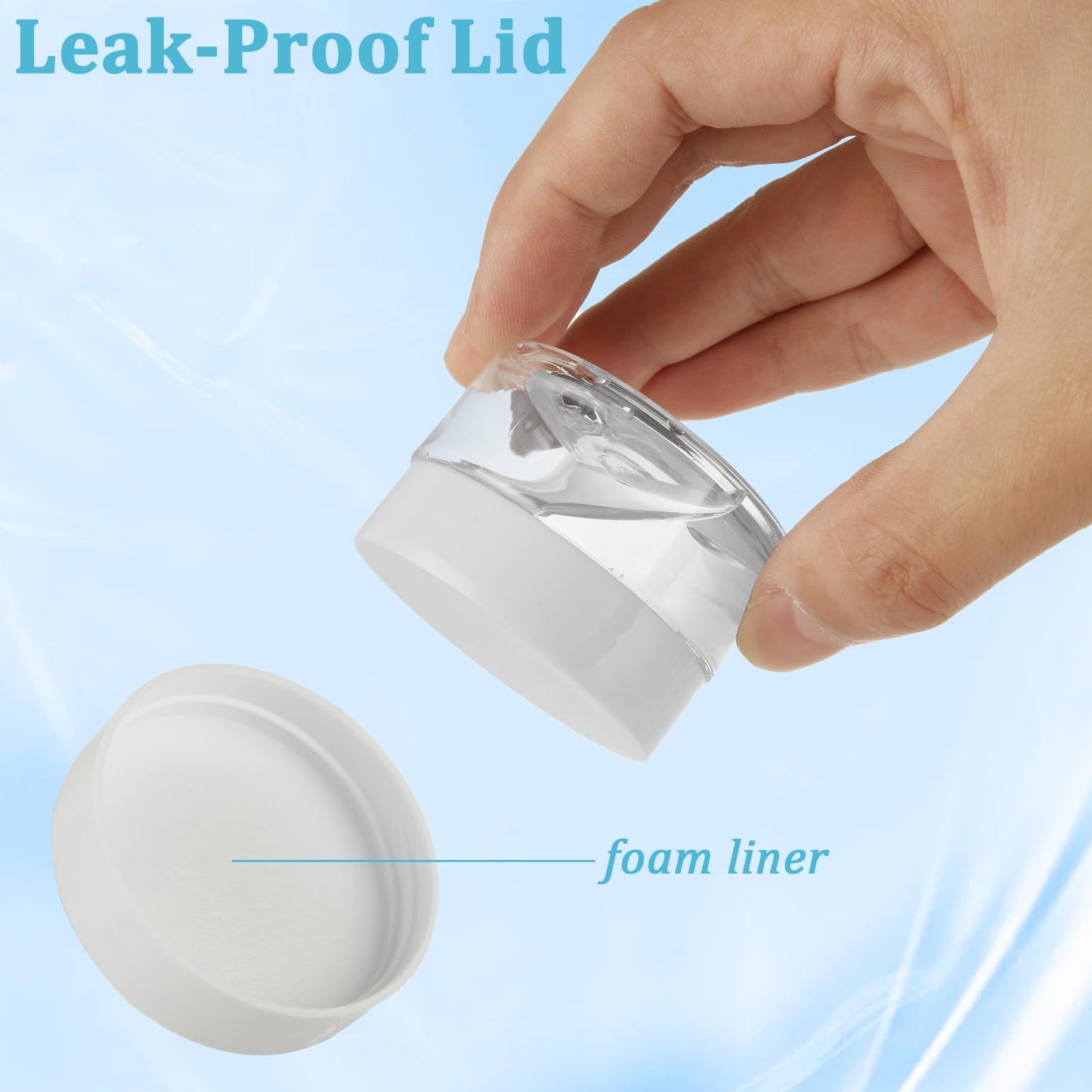 Acrux7 60 Pack 1oz Plastic Jars Round Clear Cosmetic Container Jars with White Lids, Refillable Empty Plastic Slime Jars for Lotion, Cream, Ointments, Makeup, Eye Shadow, Samples